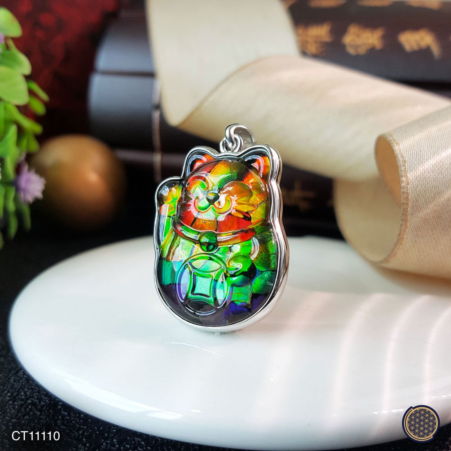18mm x 24.5mm 加拿大斑彩招财猫拼图吊坠