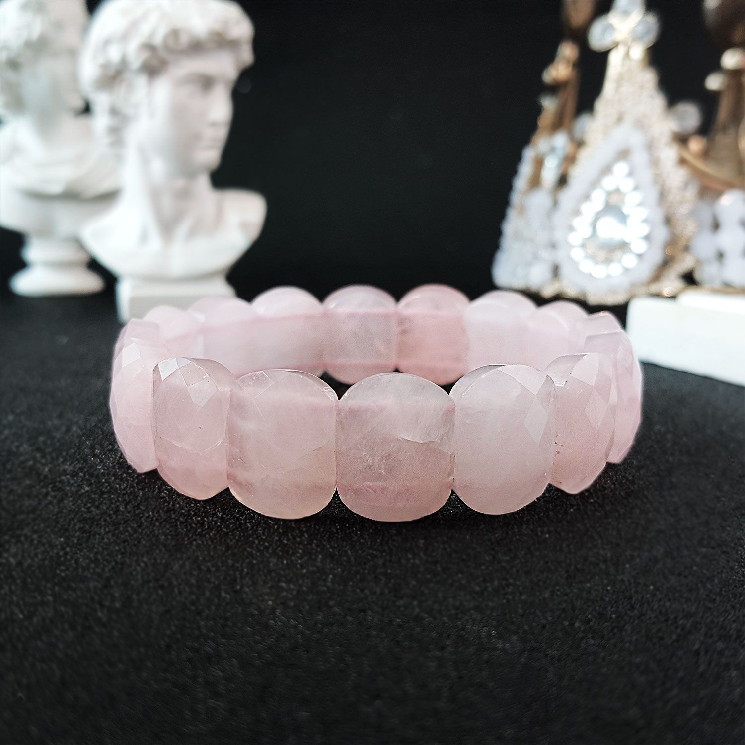 12mm x 15mm Rose Quartz Flat Bracelet