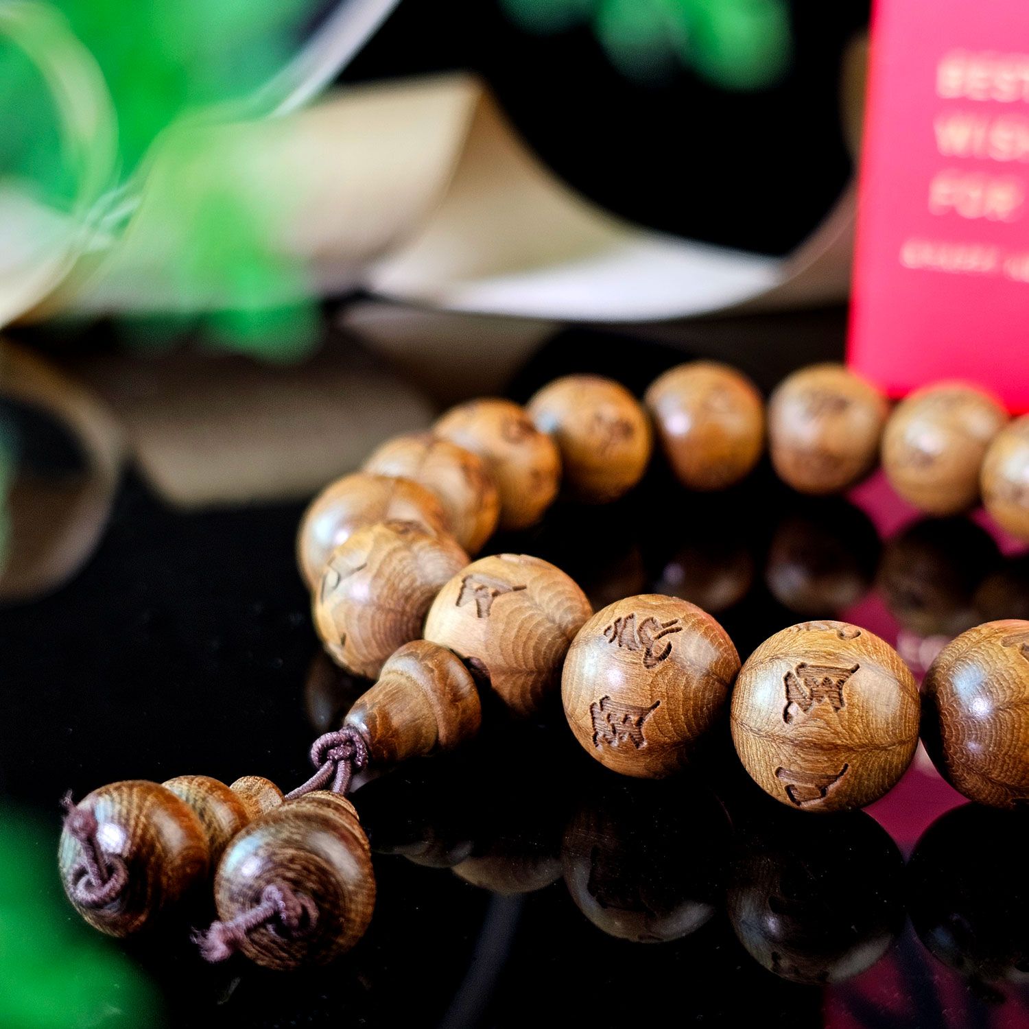 12mm 六道木六字真言手链