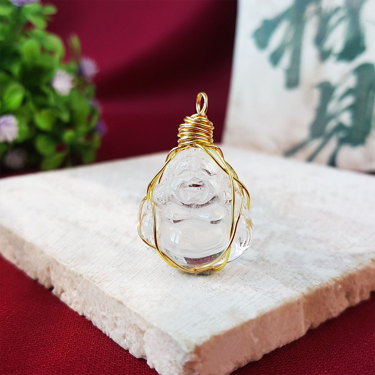 白水晶弥勒佛吊坠 (小)