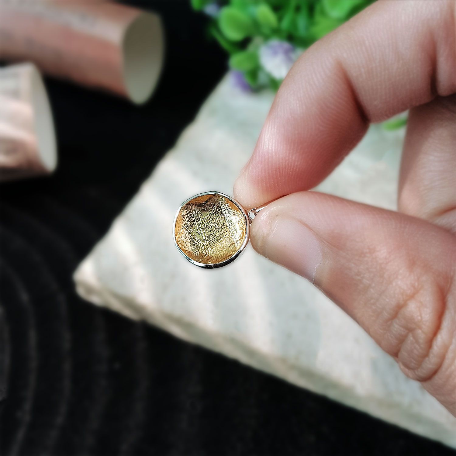 10mm 天铁大卫星吊坠-金色(双面)