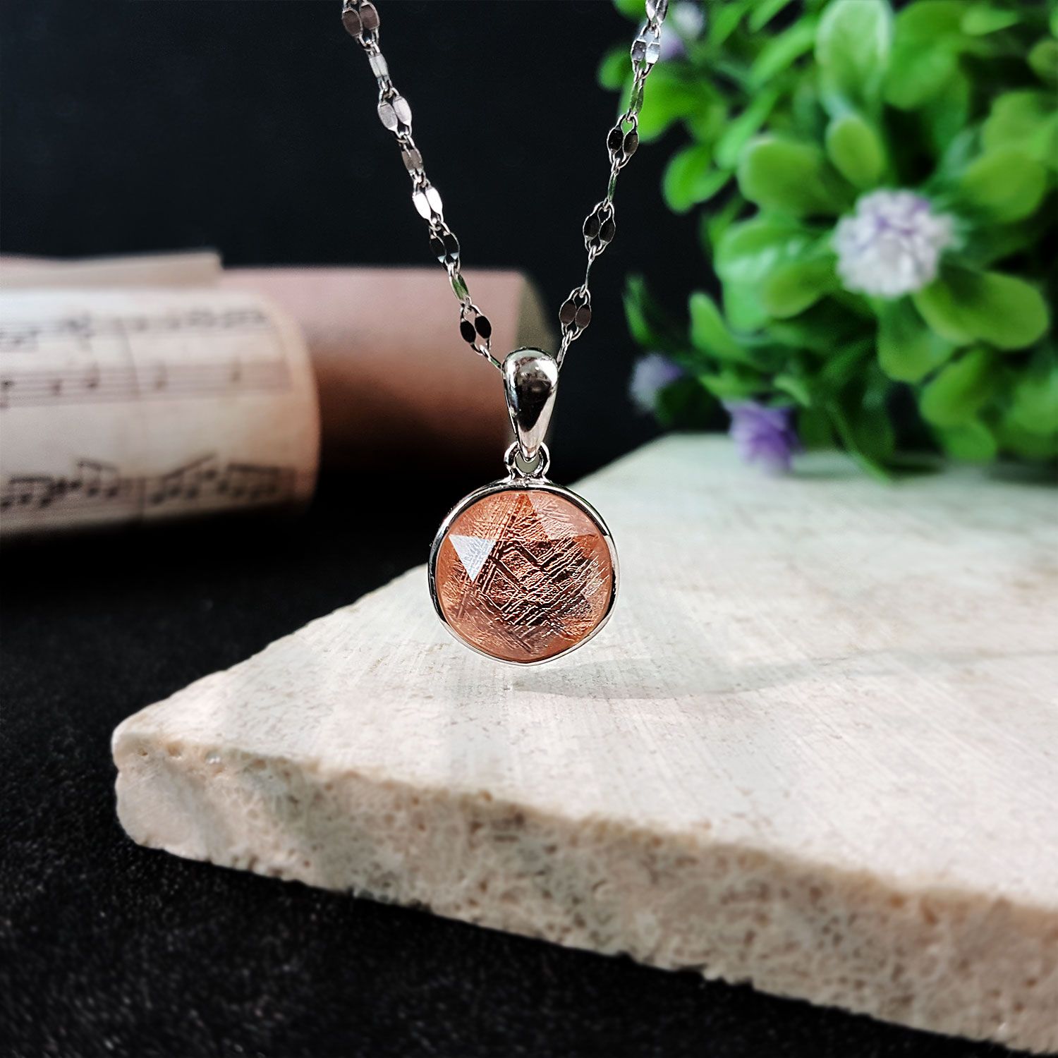 10mm Meteorite  David Star Pendant - R.Gold (Double Sided) 