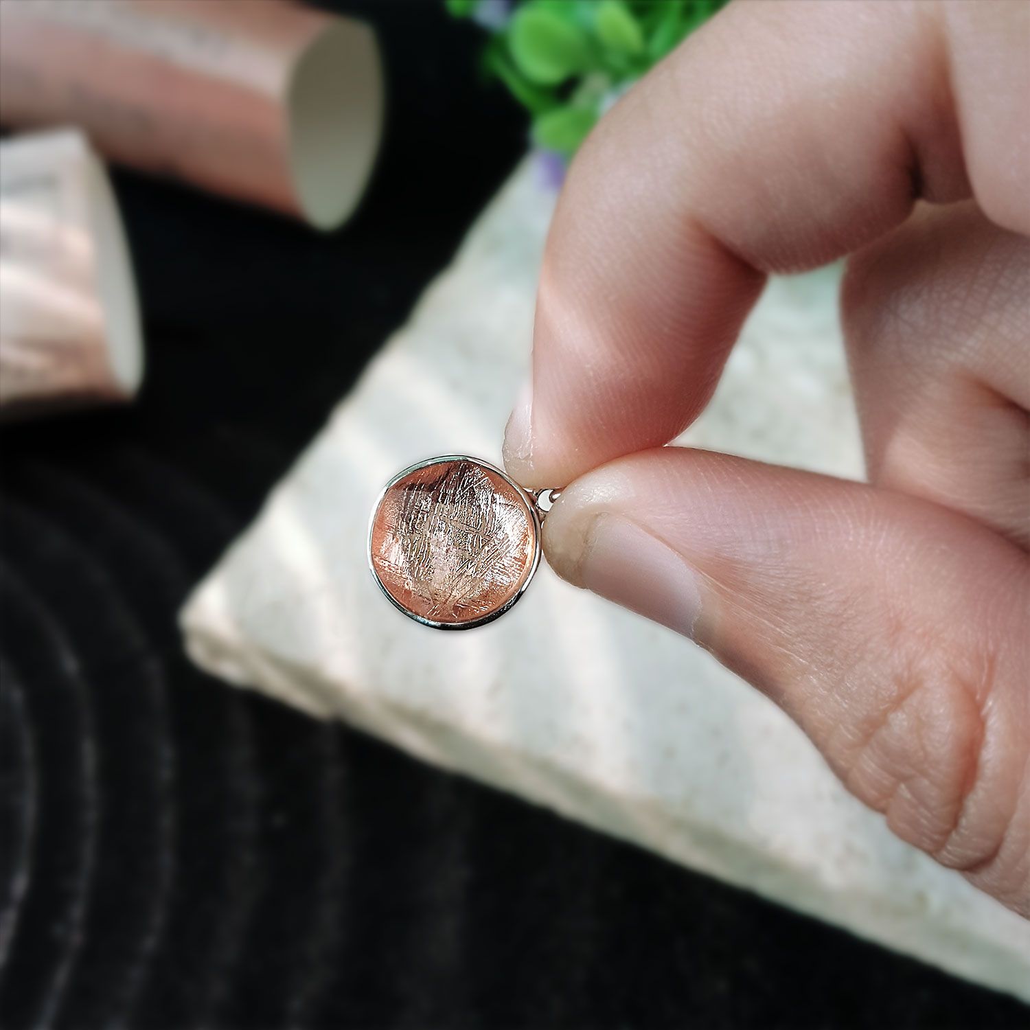 10mm Meteorite  David Star Pendant - R.Gold (Double Sided) 