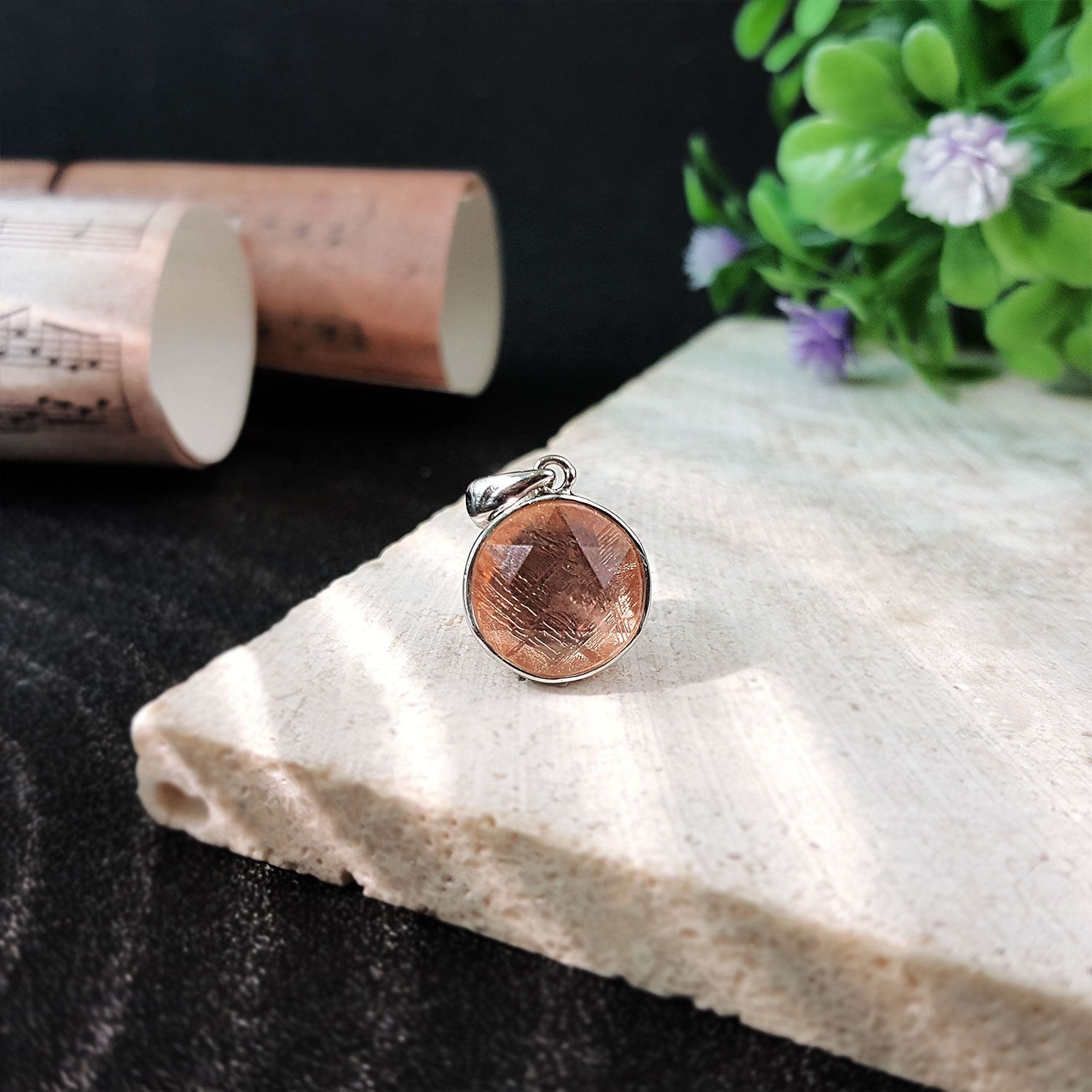 10mm Meteorite  David Star Pendant - R.Gold (Double Sided) 