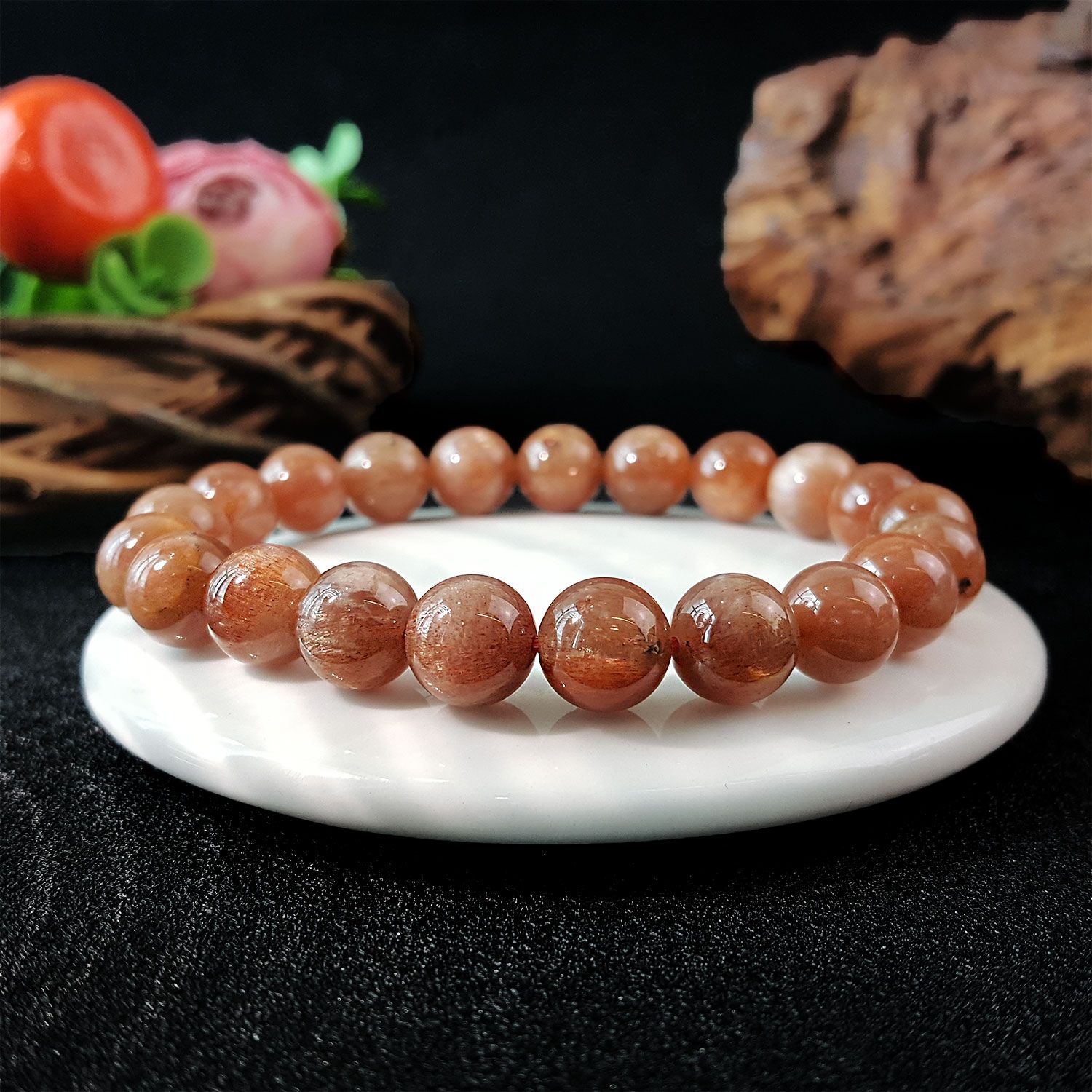 9-9.5mm Black Sunstone Bracelet