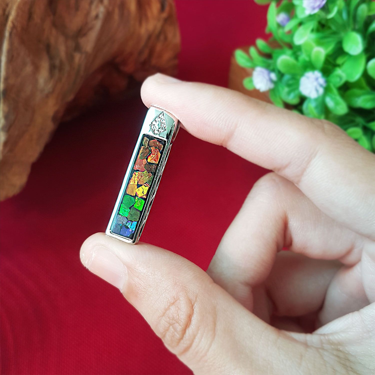 7mm x 27mm 加拿大斑彩一直发拼图吊坠