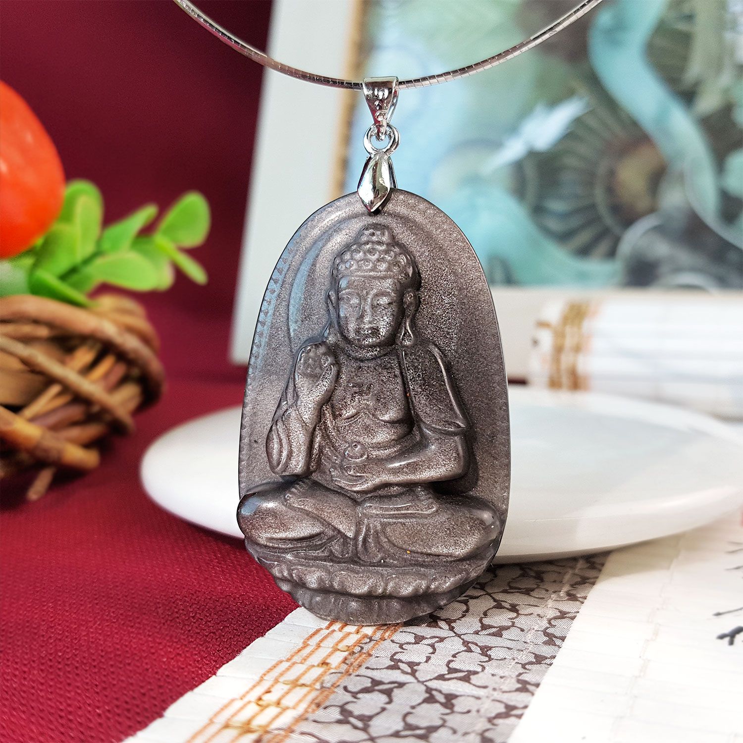 Silver Sheen Obsidian  Zodiac Patronus Pendant - Amitayusa 