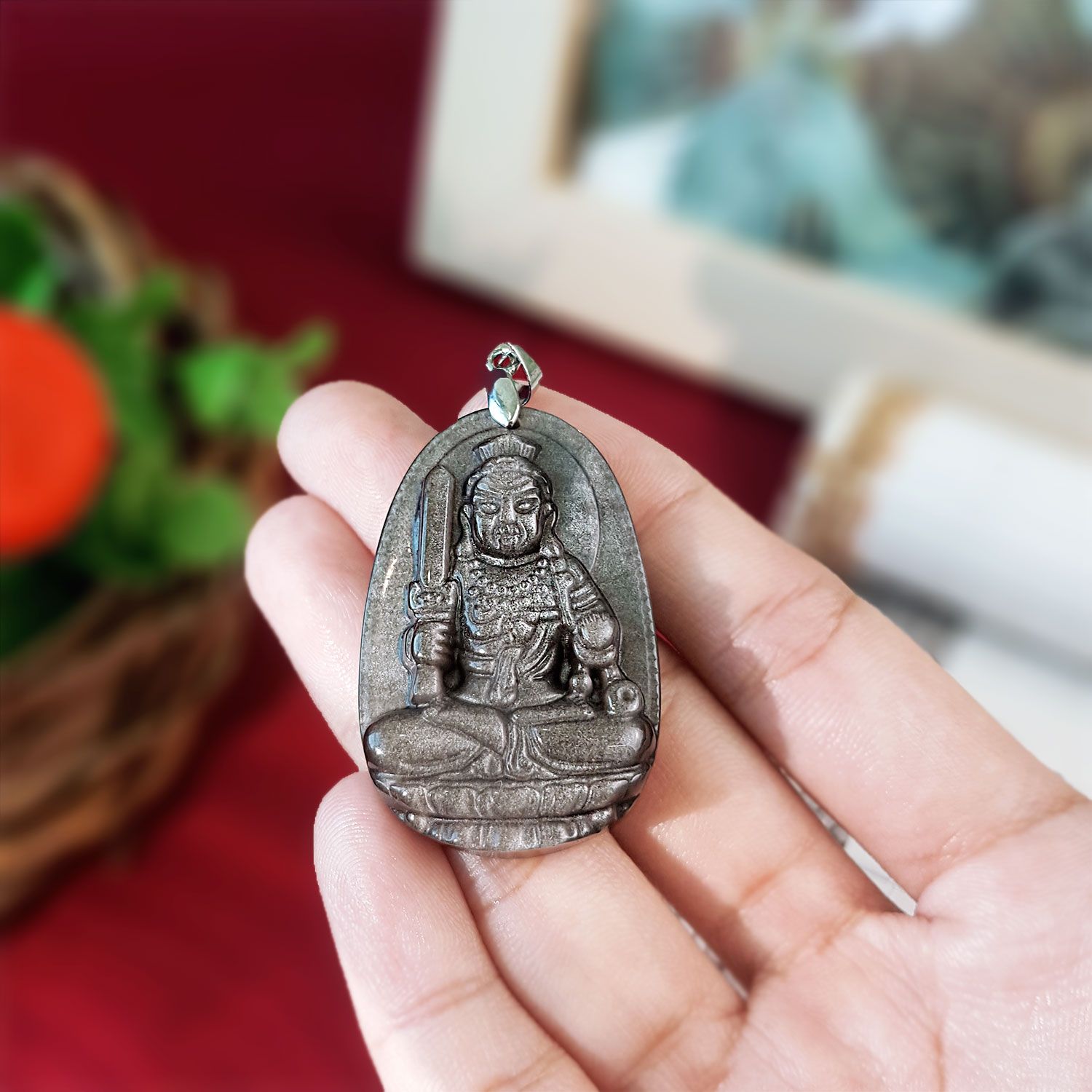 银曜石八大守护神吊坠-不动尊菩萨(生肖鸡)