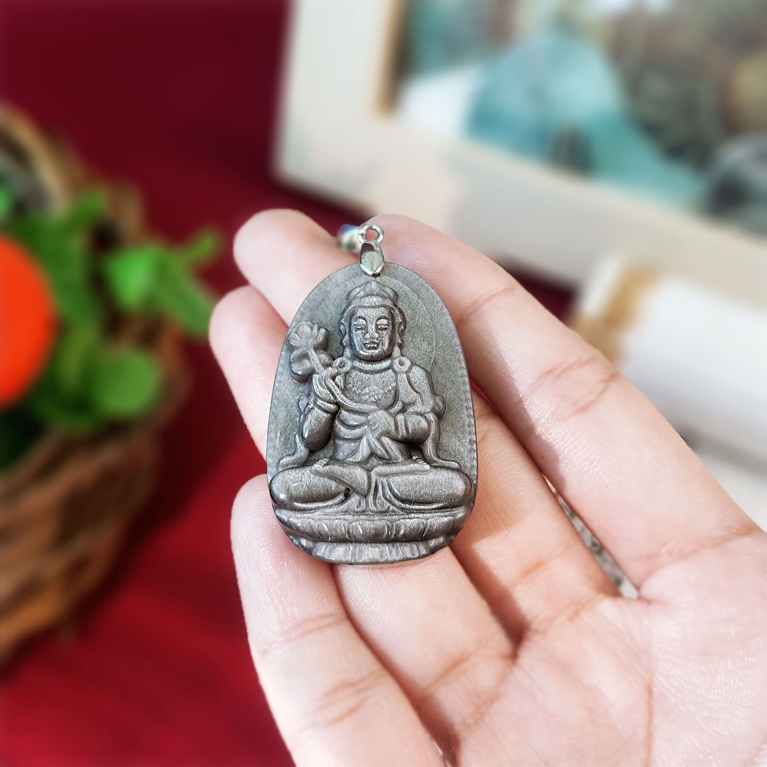银曜石八大守护神吊坠-大势至菩萨(生肖马)