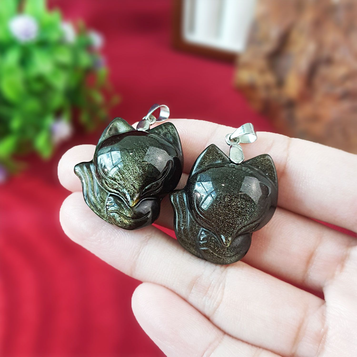 24mm x 33mm 金曜石大头狐仙吊坠