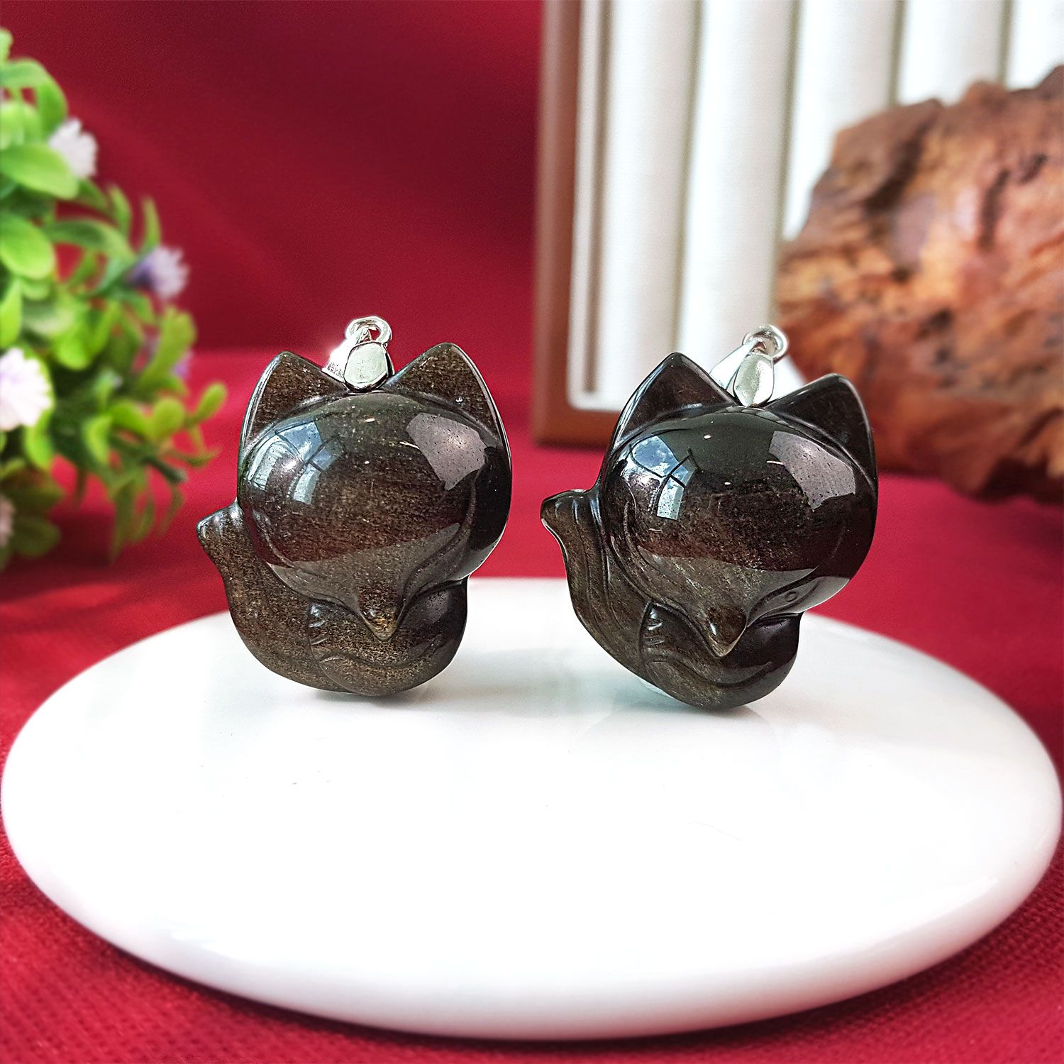 24mm x 33mm 金曜石大头狐仙吊坠