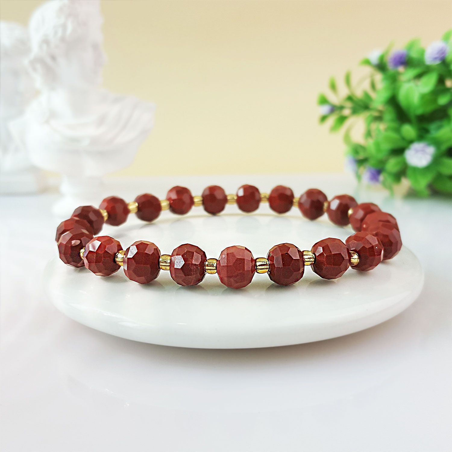 6mm x 8mm Red Jasper Stacked Cutting Bracelet