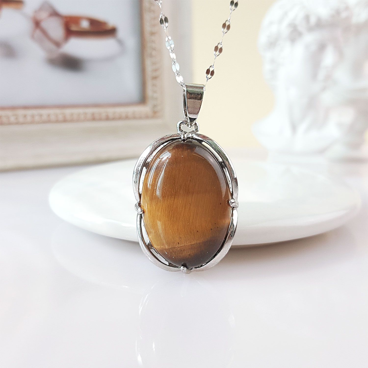 17X24mm Yellow Tiger Eye Oval Pendant