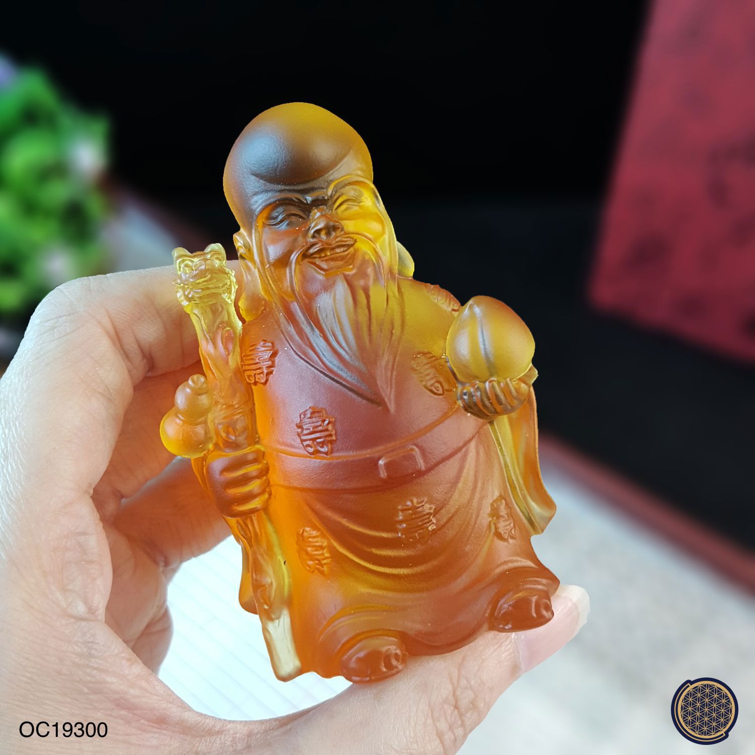 黄琉璃可爱版福禄寿摆件 (套) - 8CM