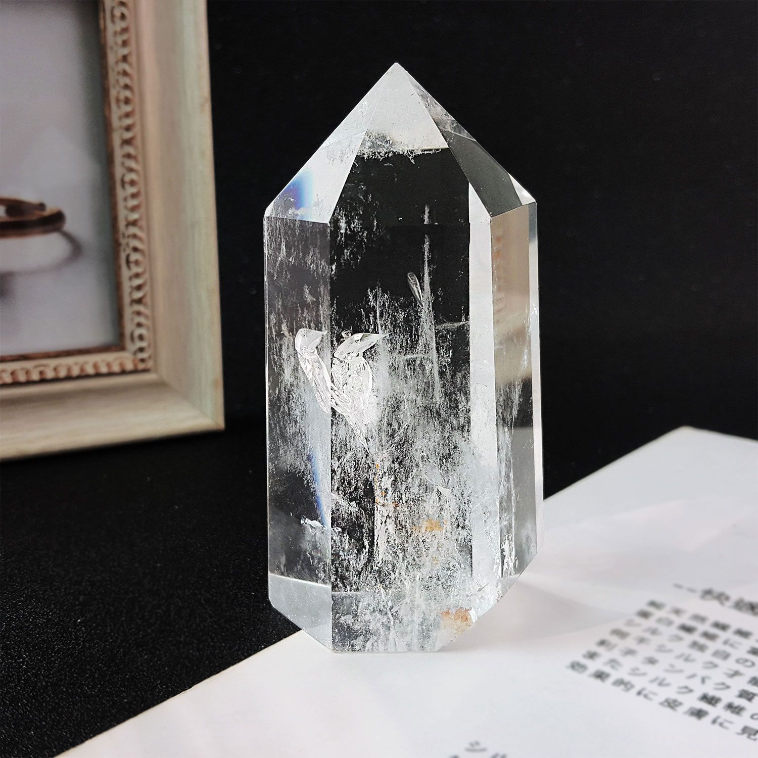 柱搭配木座白水晶
