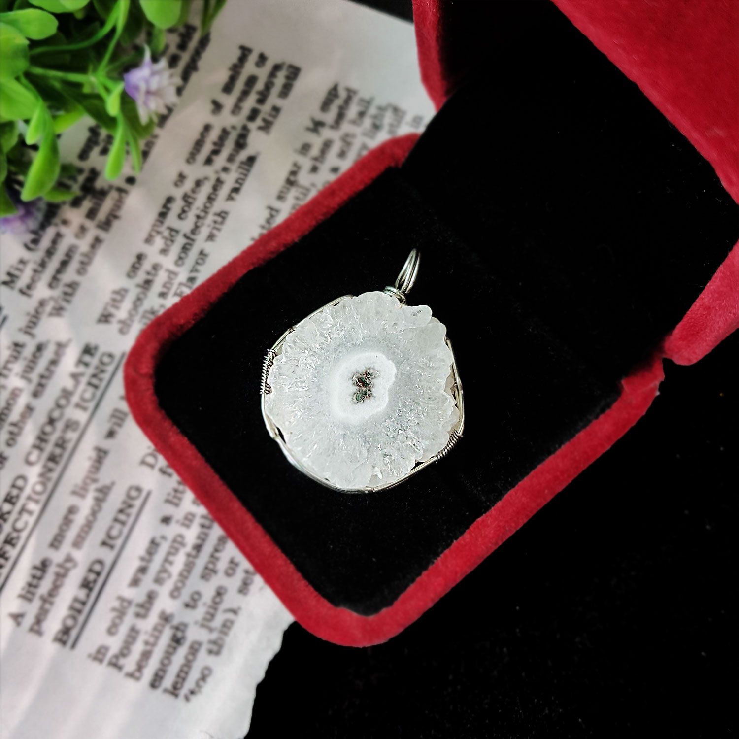 白水晶花吊坠