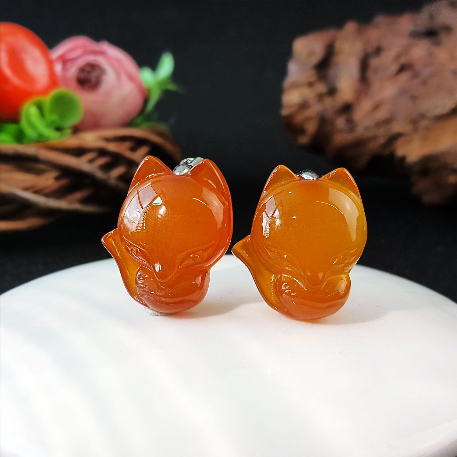 19X23mm 大头狐仙橙红玉髓吊坠