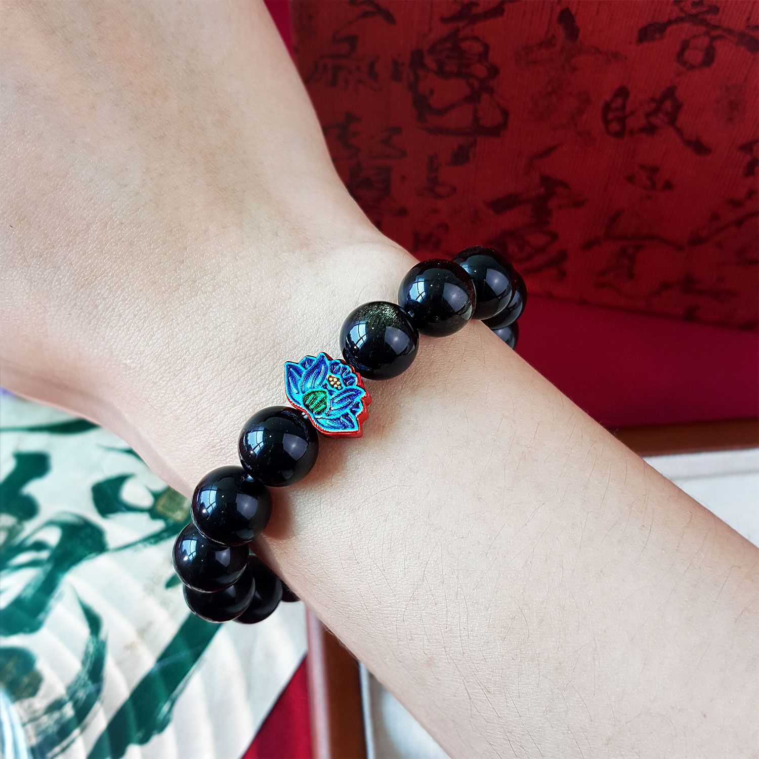 9X13mm 朱砂彩绘莲花配件