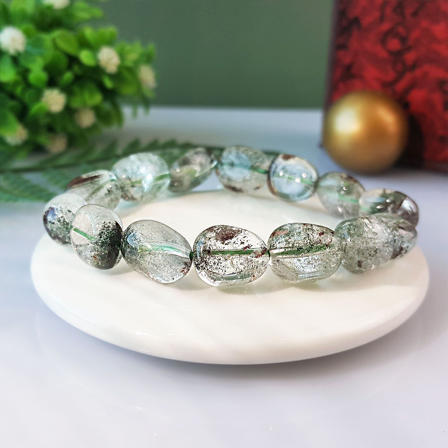 Green Phantom Quartz Free Shape Bracelet