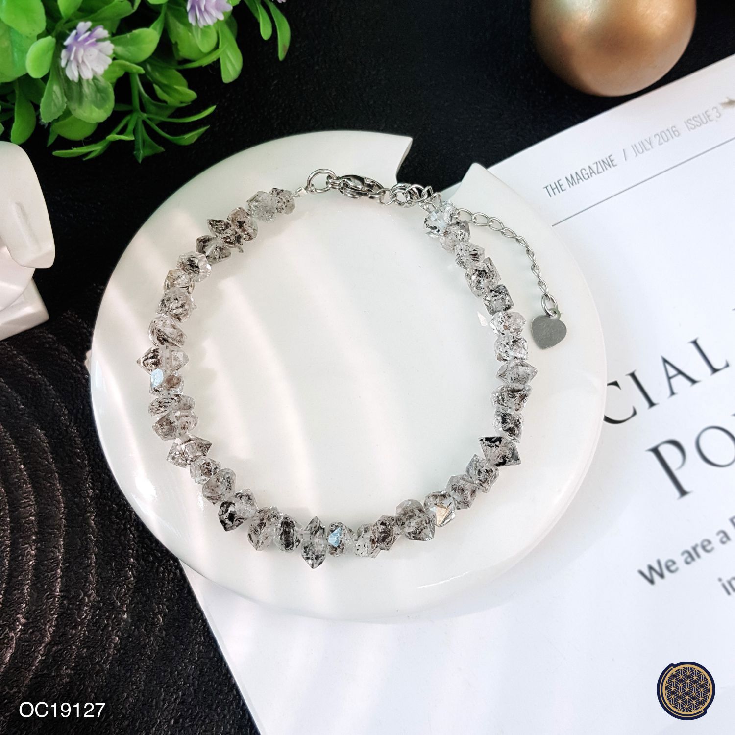 Herkimer Diamond Double Point With Hook Bracelet 