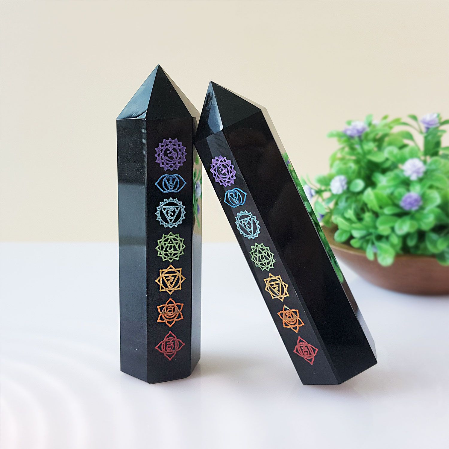 Black Obsidian Seven Chakra Point