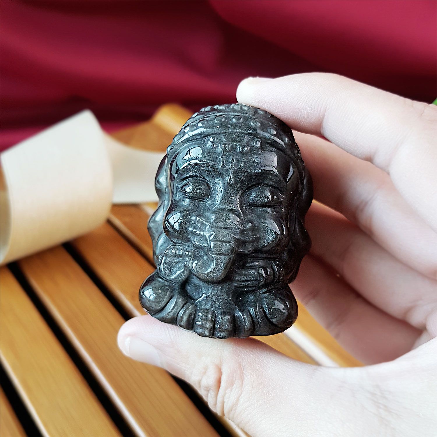 银曜石象神摆件