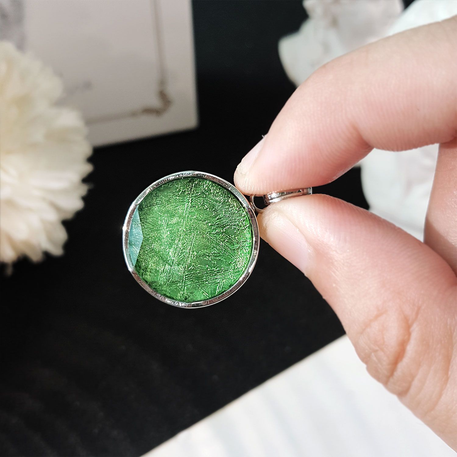 18mm 天铁大卫星吊坠 -翠绿色