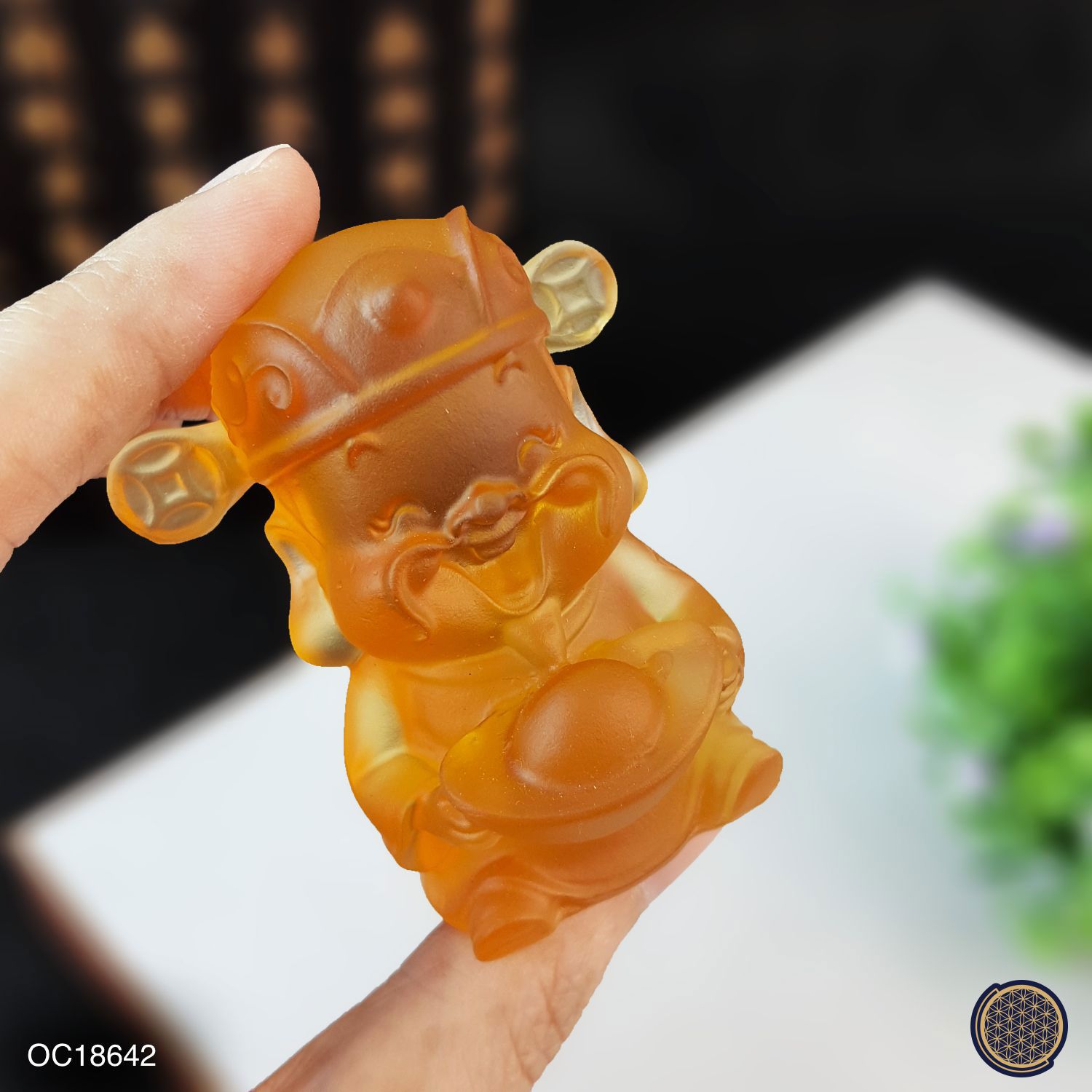黄琉璃可爱版五喜财神摆件 (套)