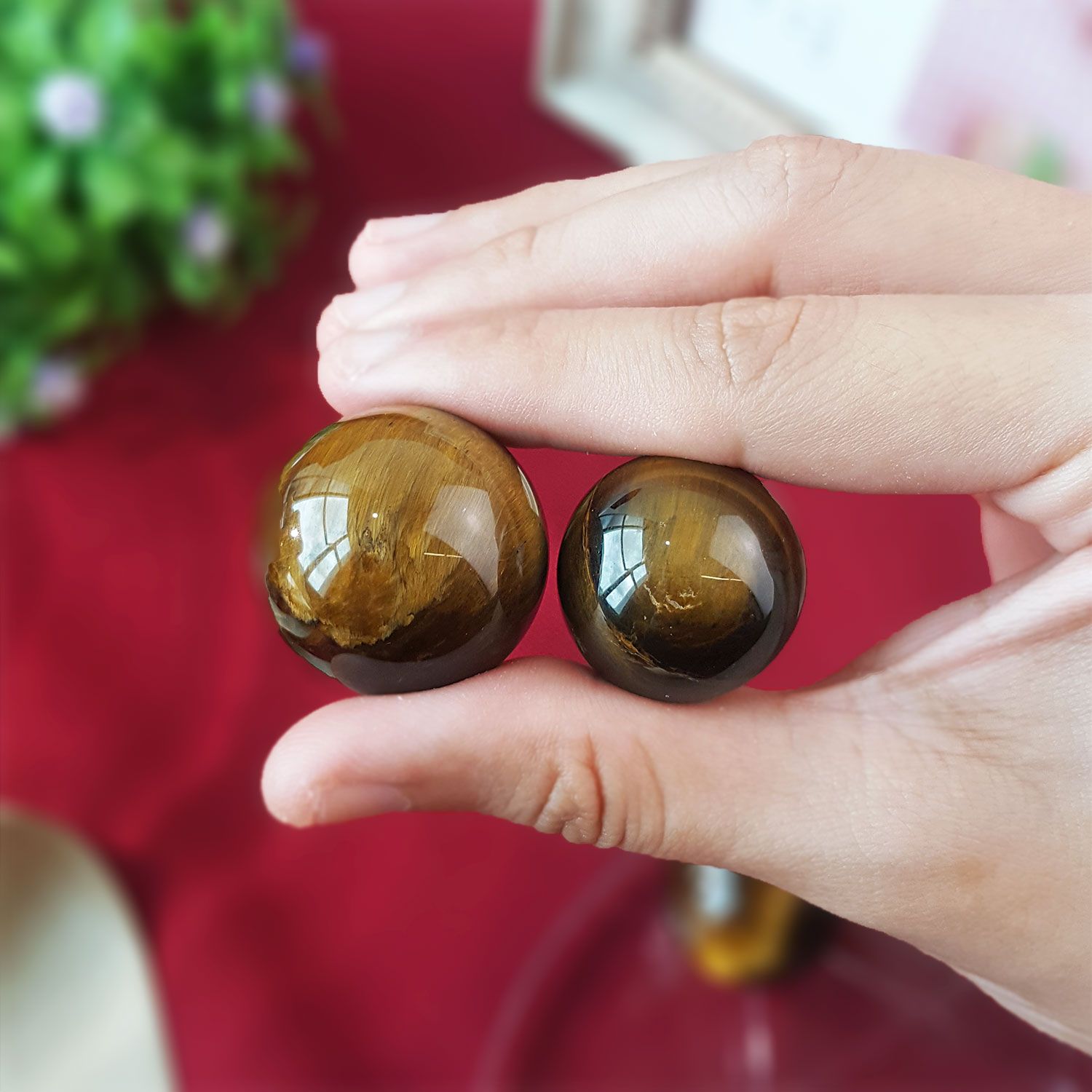 虎眼石七星阵摆件