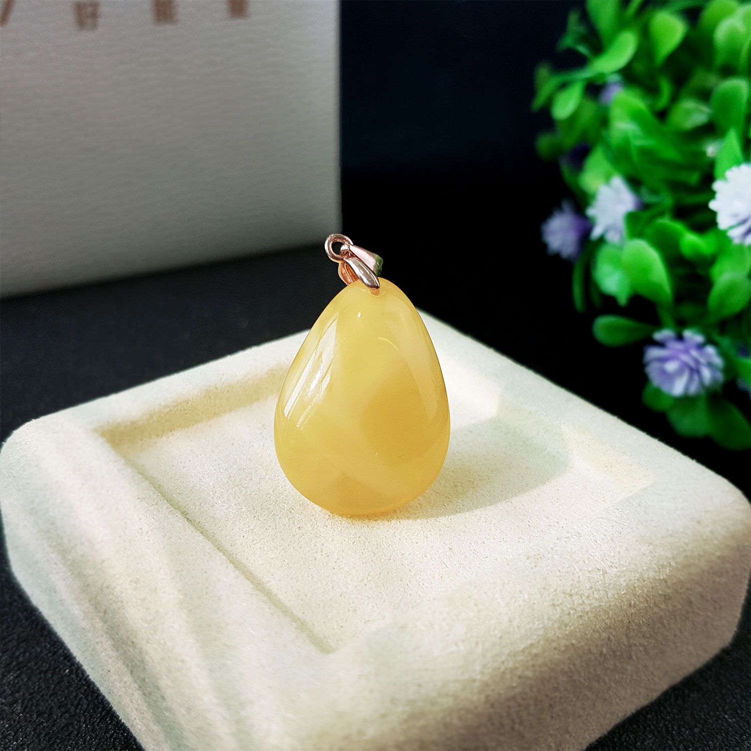 高级琥珀蜜蜡蜜蜡纯银吊坠