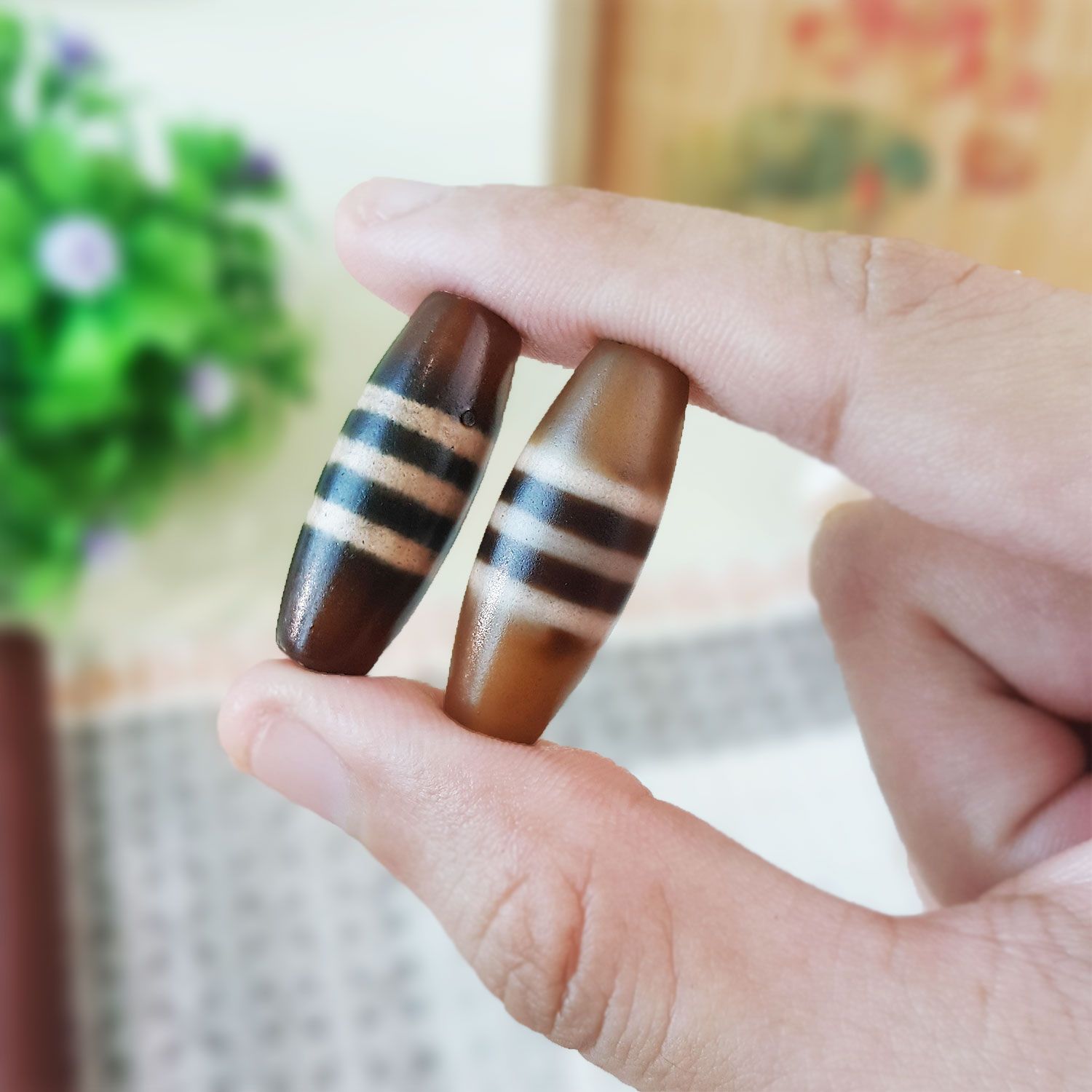 27-29mm 三色线玛瑙天珠