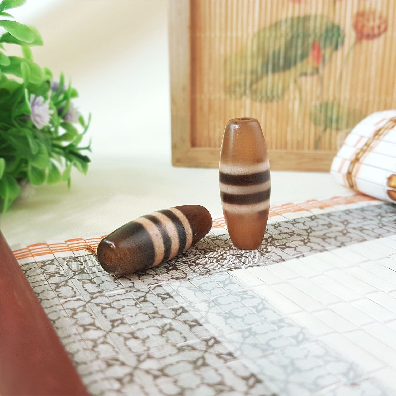 27-29mm 三色线玛瑙天珠