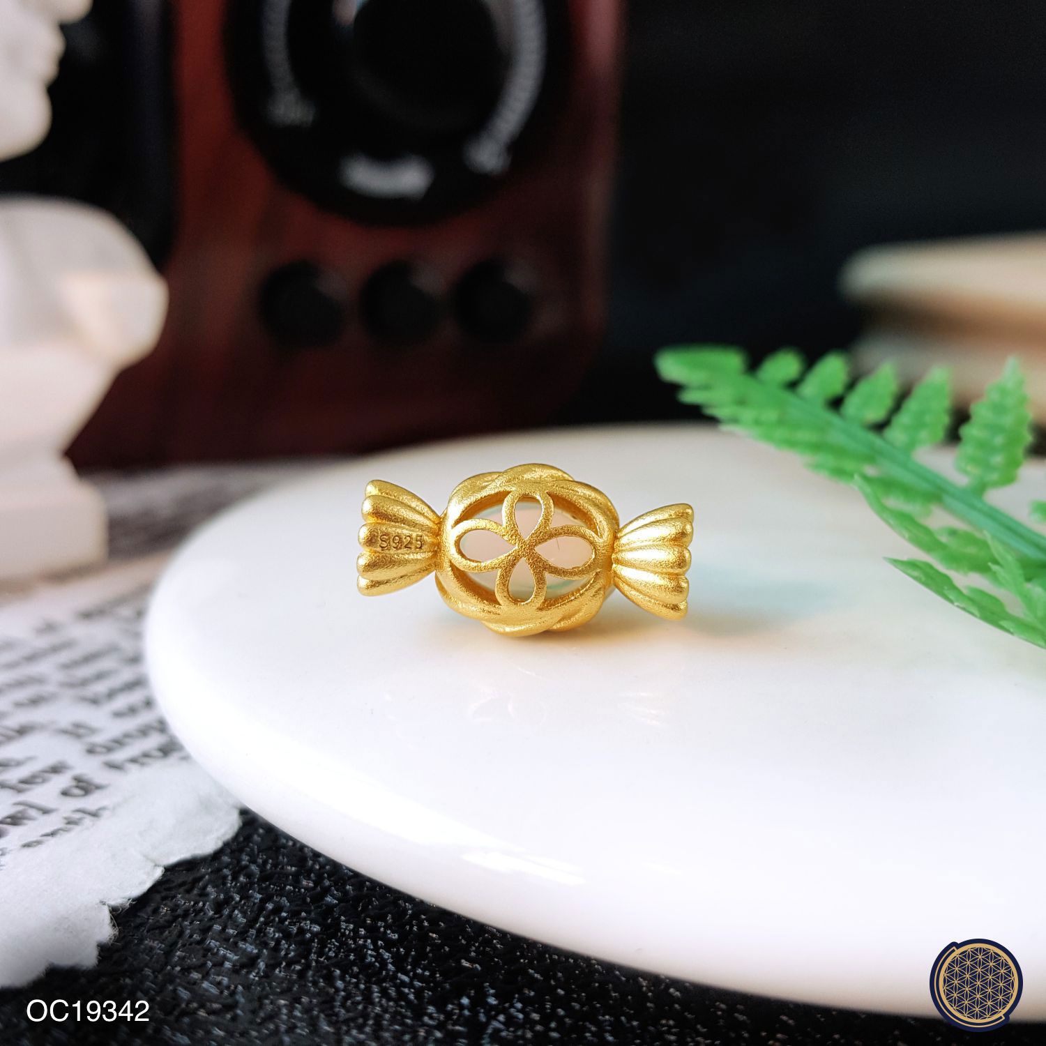 15.5mm x 8.5mm 水澳宝糖果纯银镀金配件