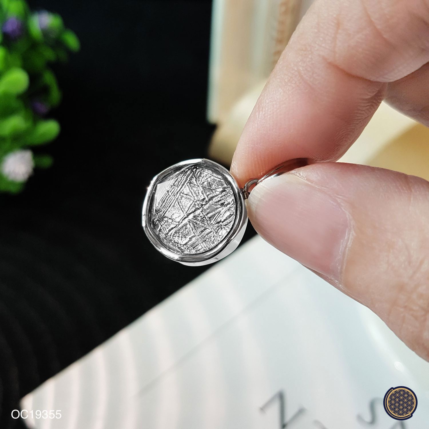 12mm 天铁大卫星吊坠 -白金色+蓝色