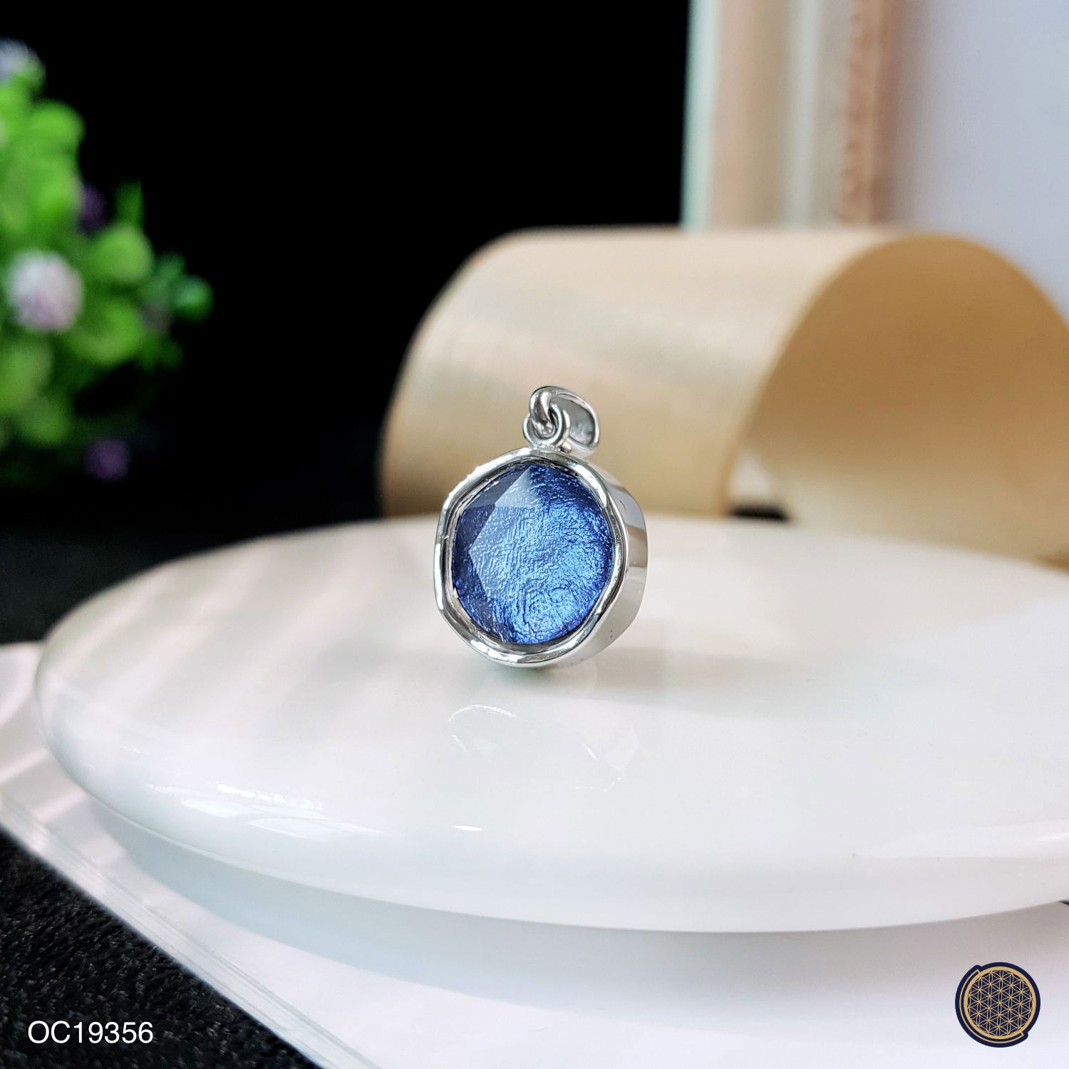 10mm 天铁大卫星吊坠 -白金色+蓝色