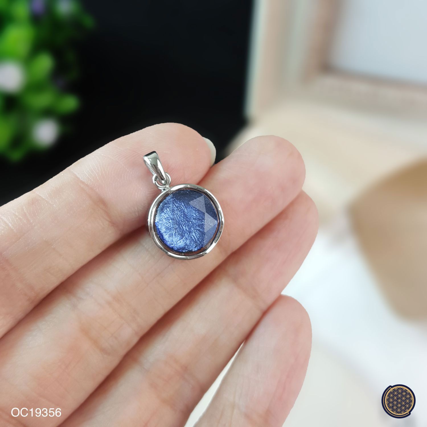 10mm 天铁大卫星吊坠 -白金色+蓝色