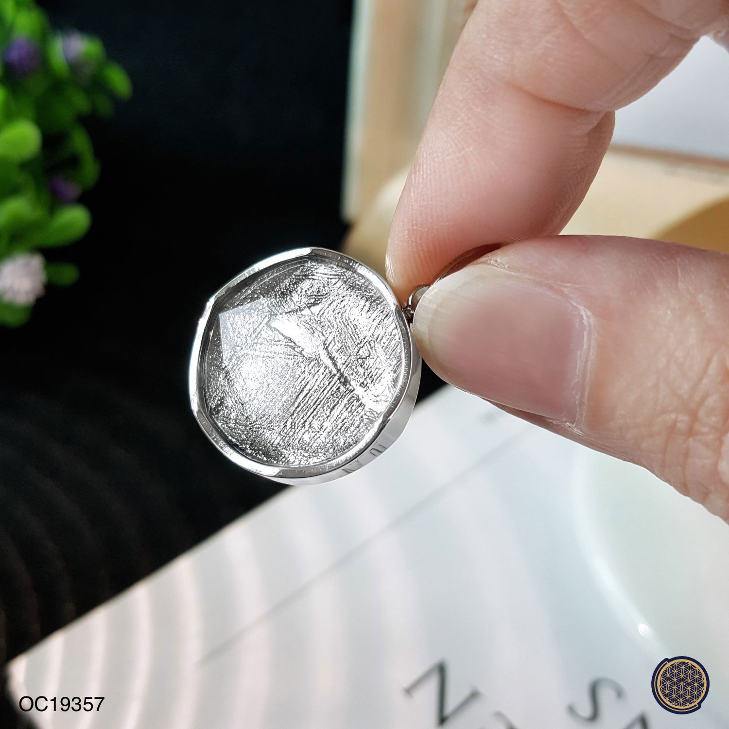 18mm 天铁大卫星吊坠 -白金色+蓝色