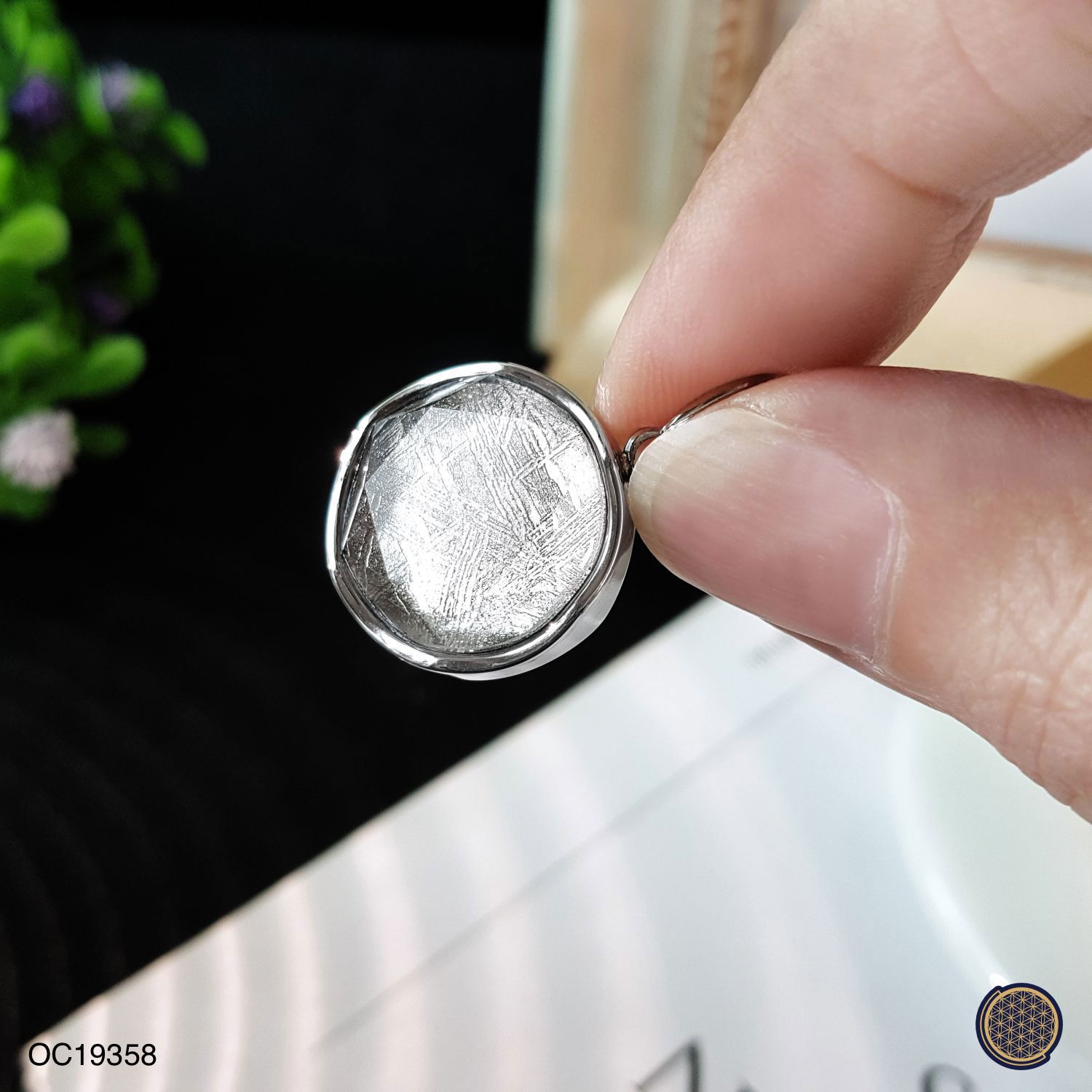 15mm 天铁大卫星吊坠 -白金色+蓝色