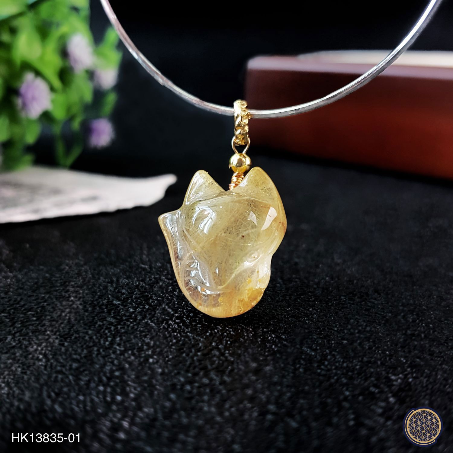 金发晶/钛晶大头狐仙吊坠 -金扣