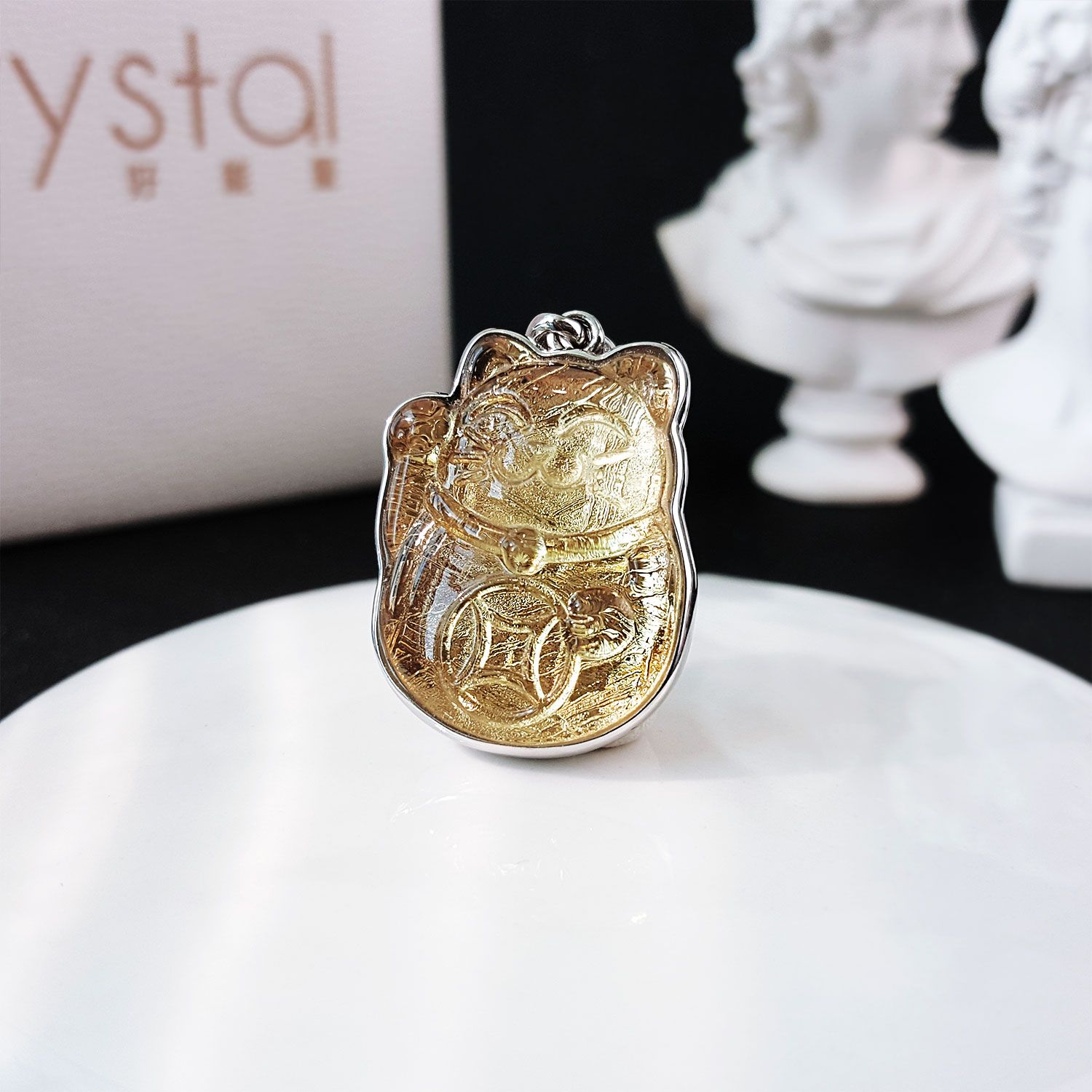 Meteorite  Lucky Cat Pendant (B) - Gold 