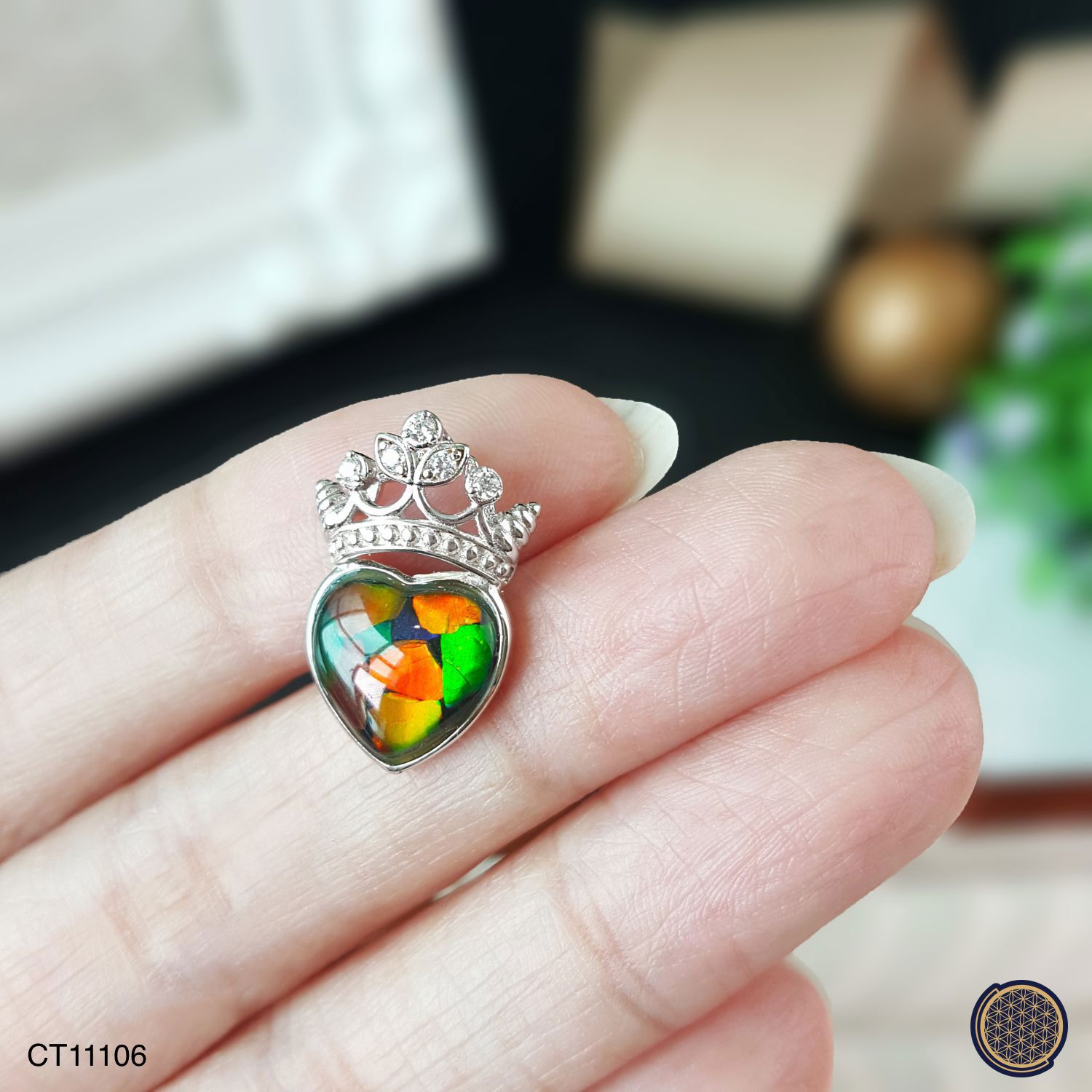 10mm 加拿大斑彩皇冠拼图吊坠