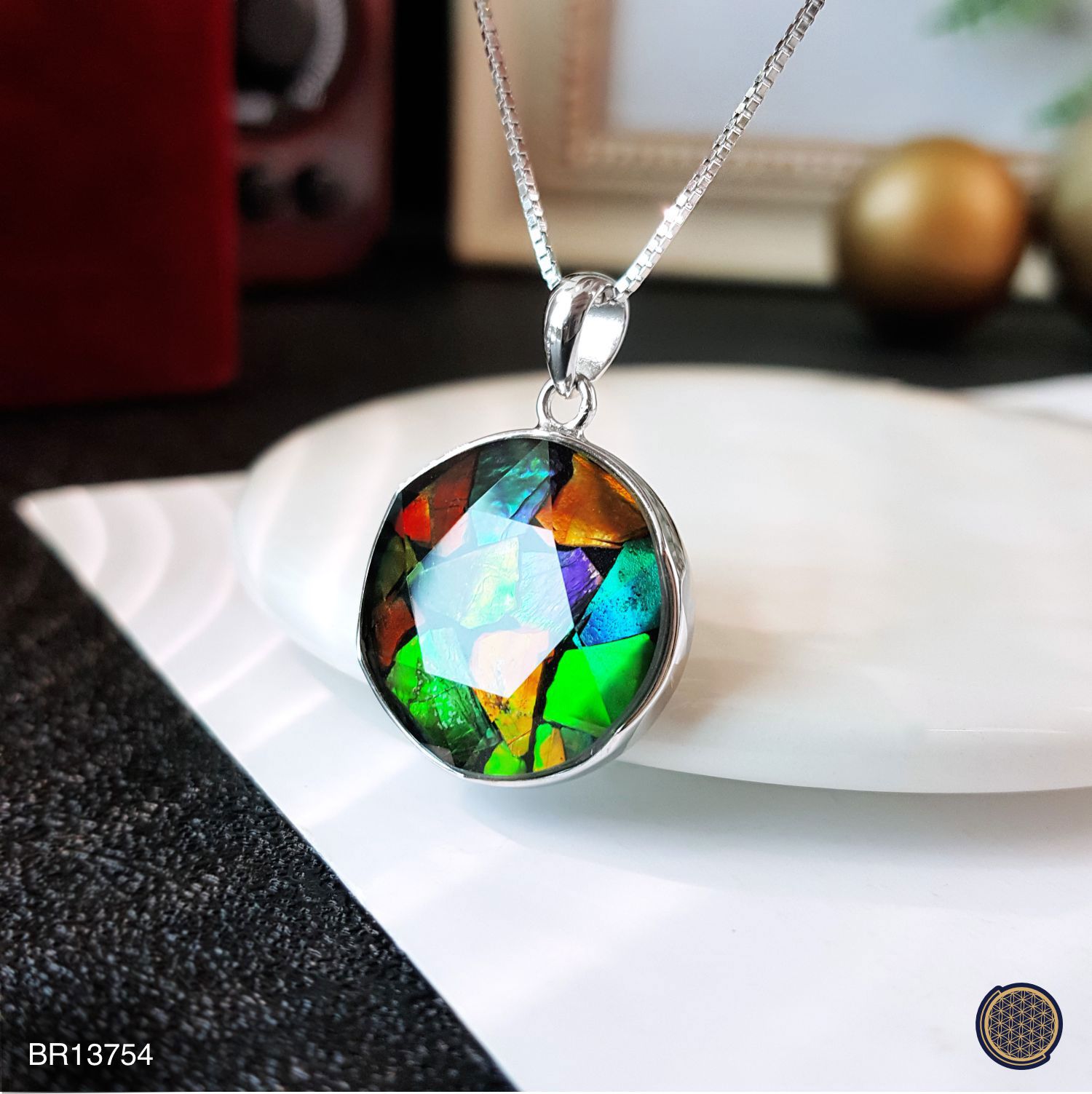 18mm Canada Ammolite  Stitching David Star Pendant