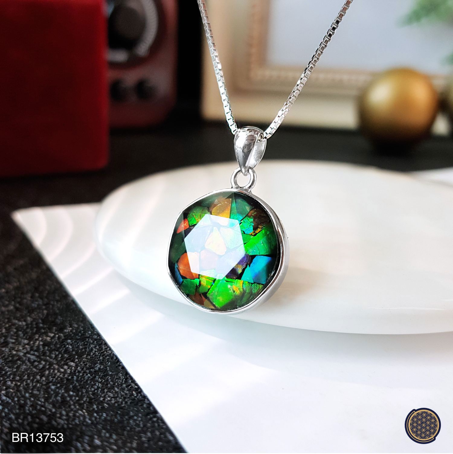 15mm Canada Ammolite  Stitching David Star Pendant