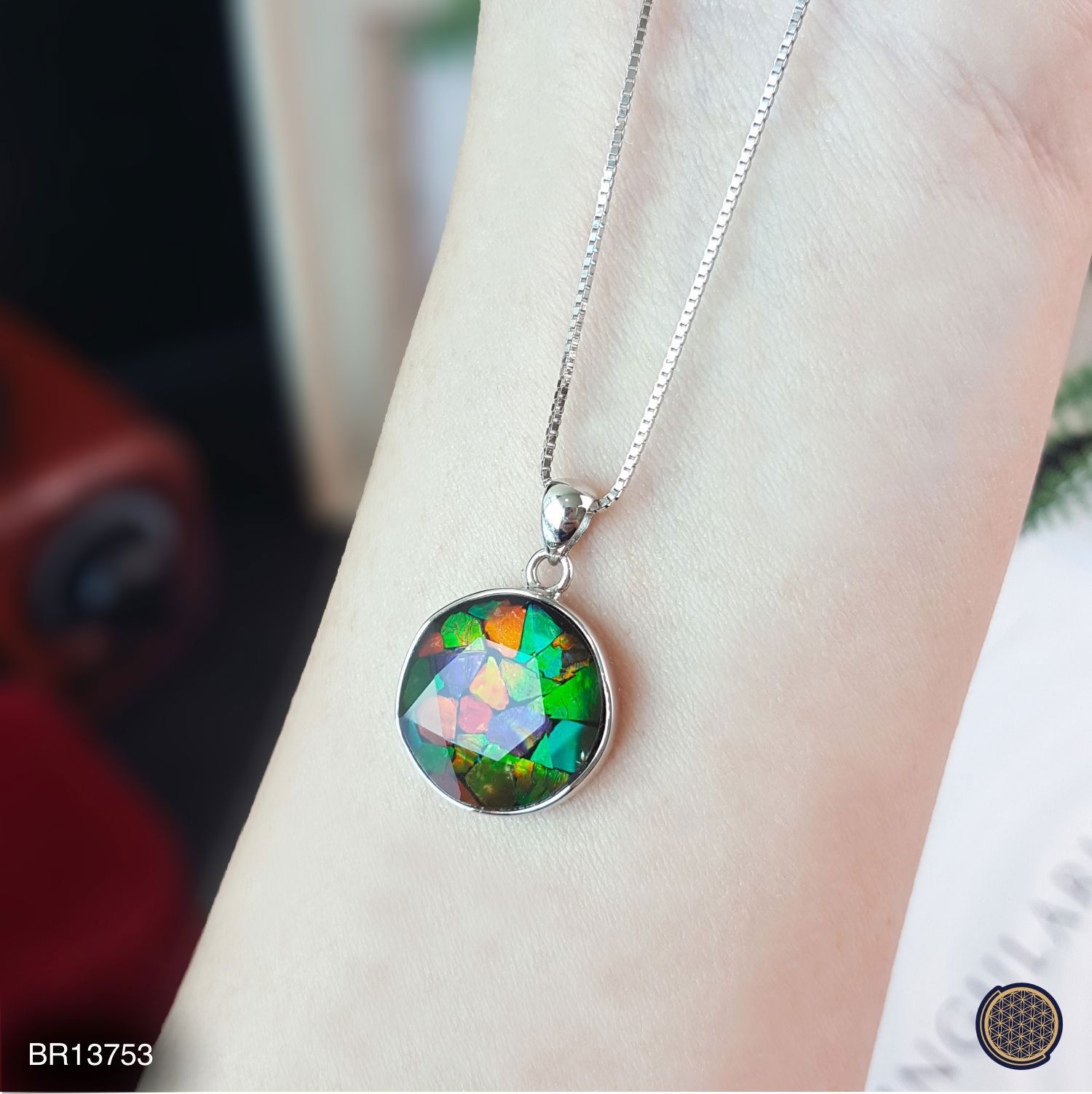 15mm 加拿大斑彩拼图大卫星吊坠