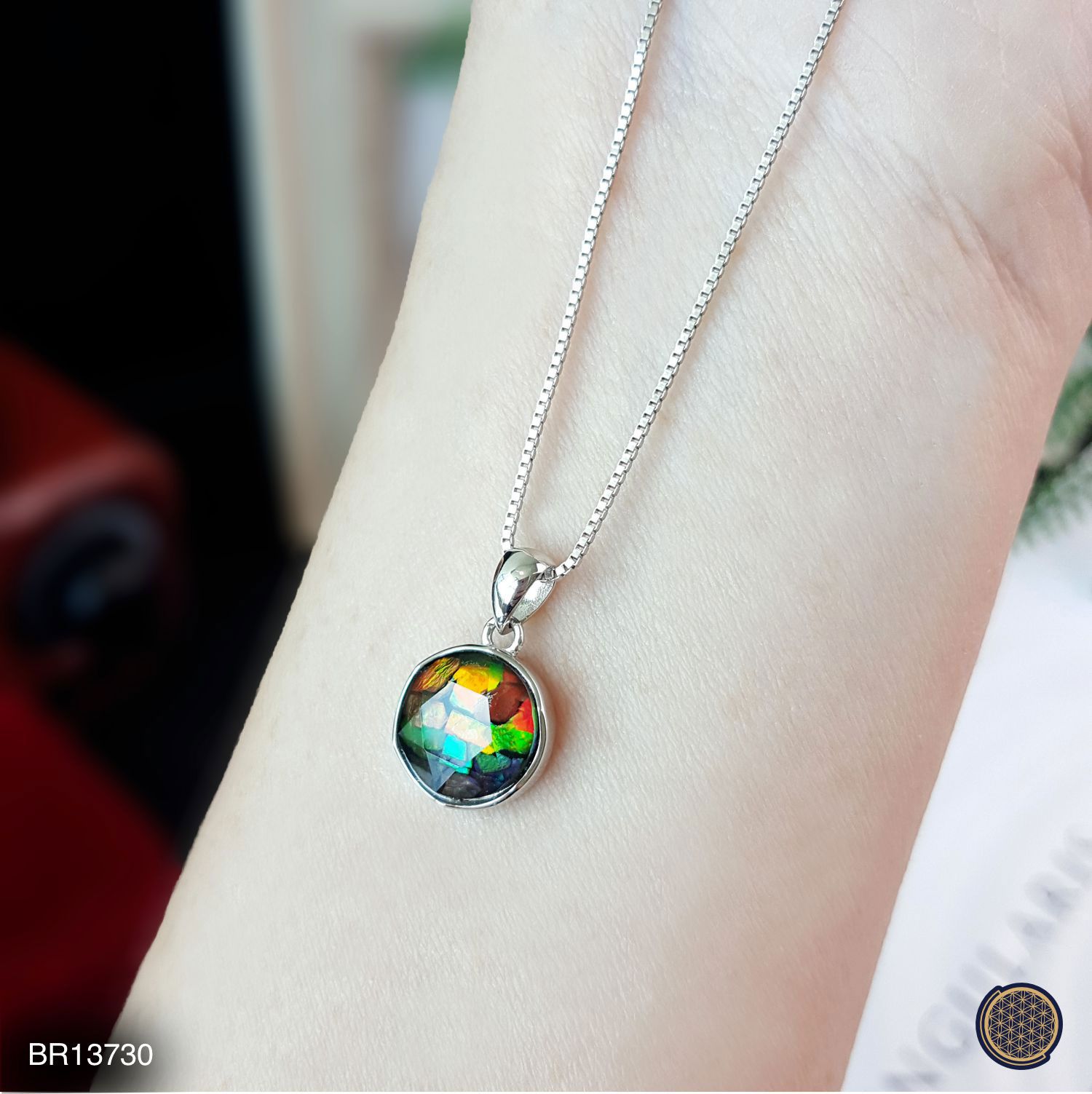 10mm 加拿大斑彩大卫星顺色拼图吊坠