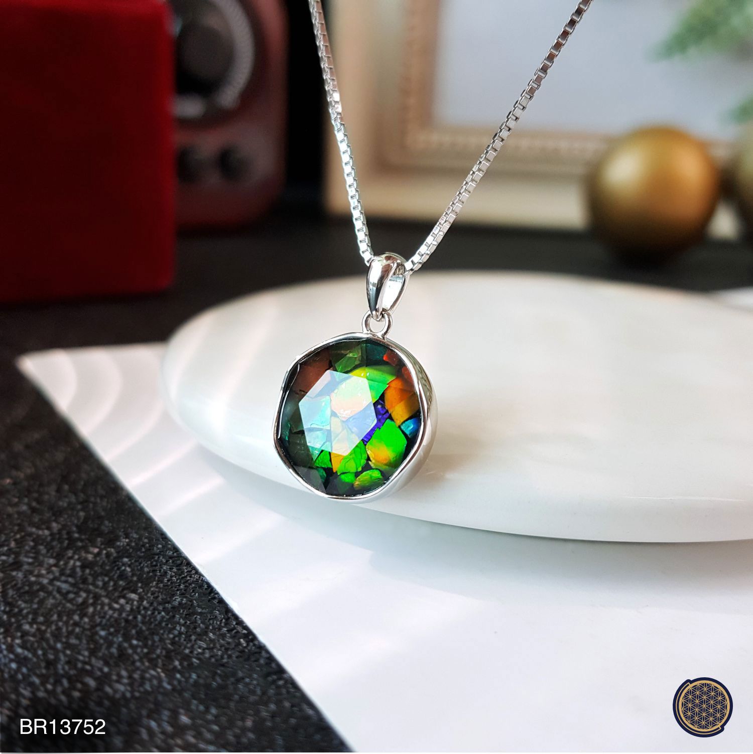 12mm Canada Ammolite  Stitching David Star Pendant