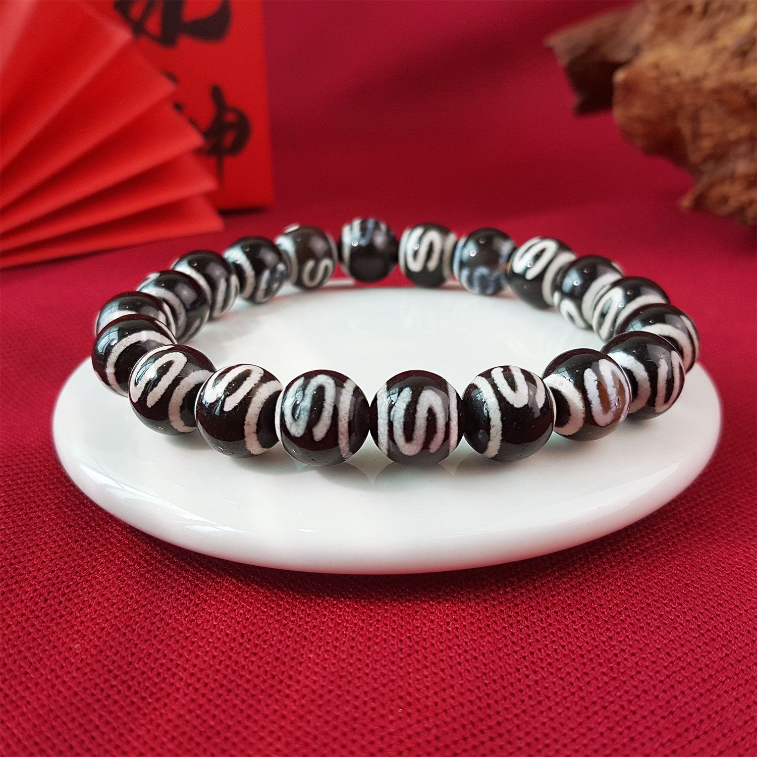 10mm S金钱钩天珠手链