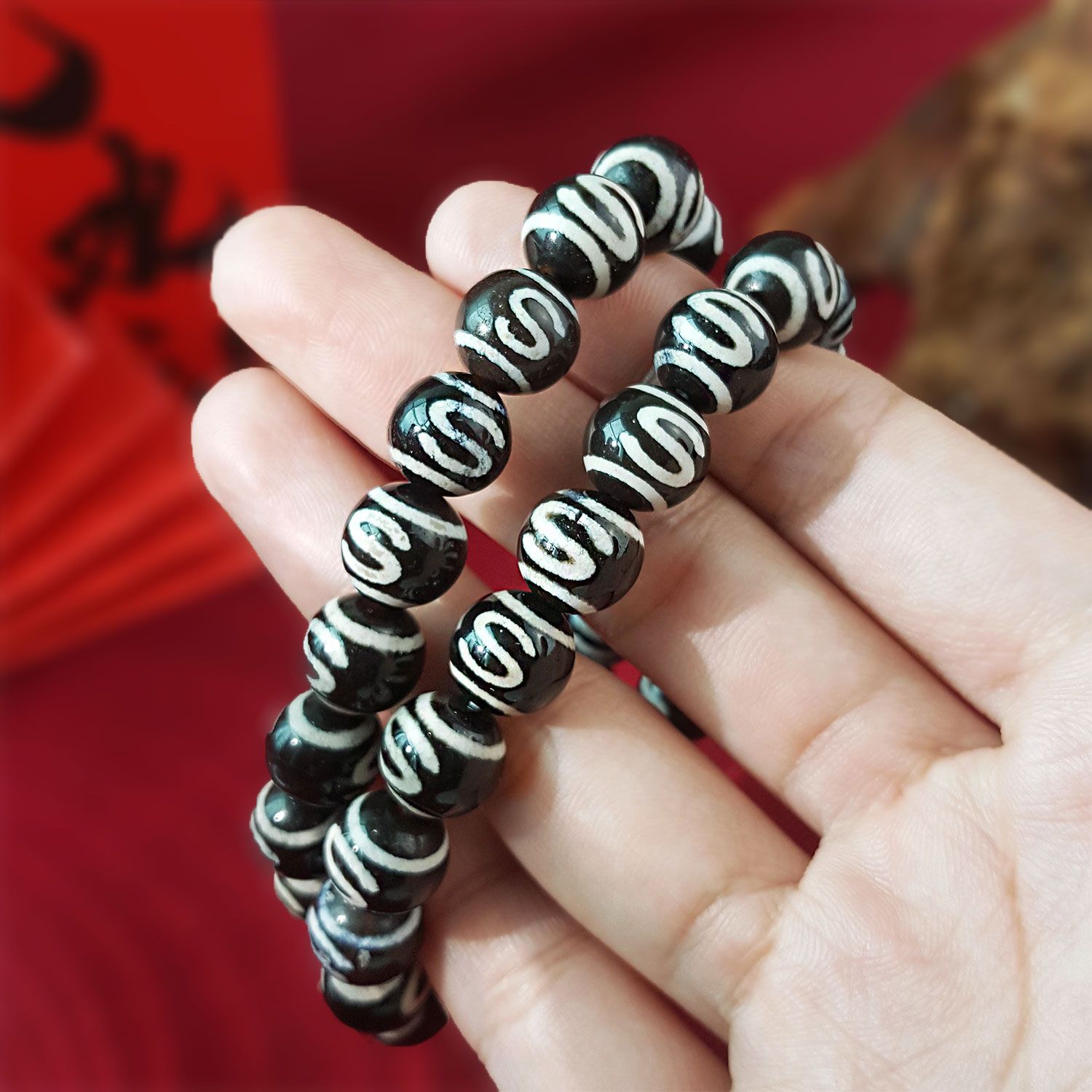 10mm S金钱钩天珠手链