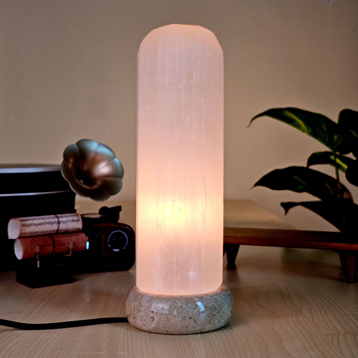 摩洛哥透石膏柱形搭配灯座(25CM)
