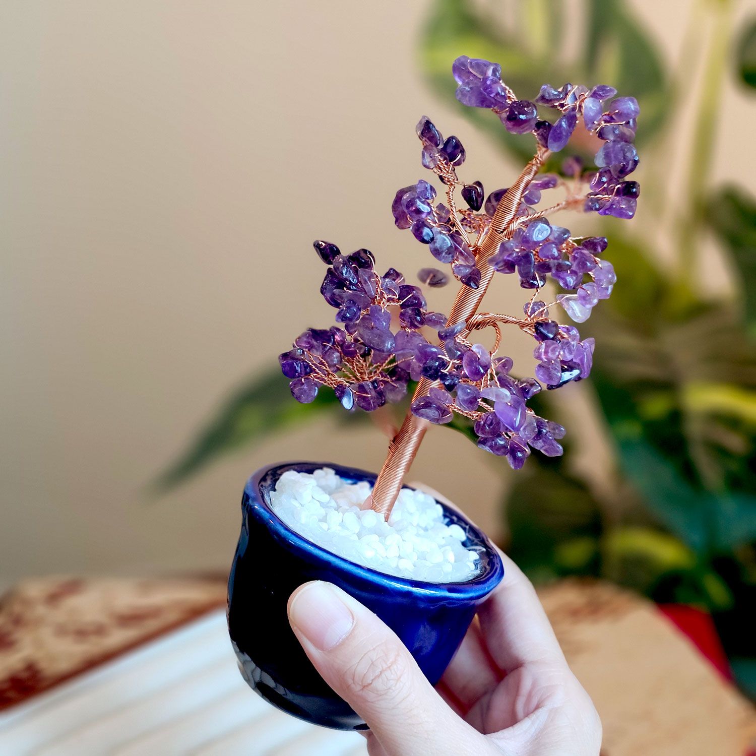 紫水晶招财树搭配花瓶